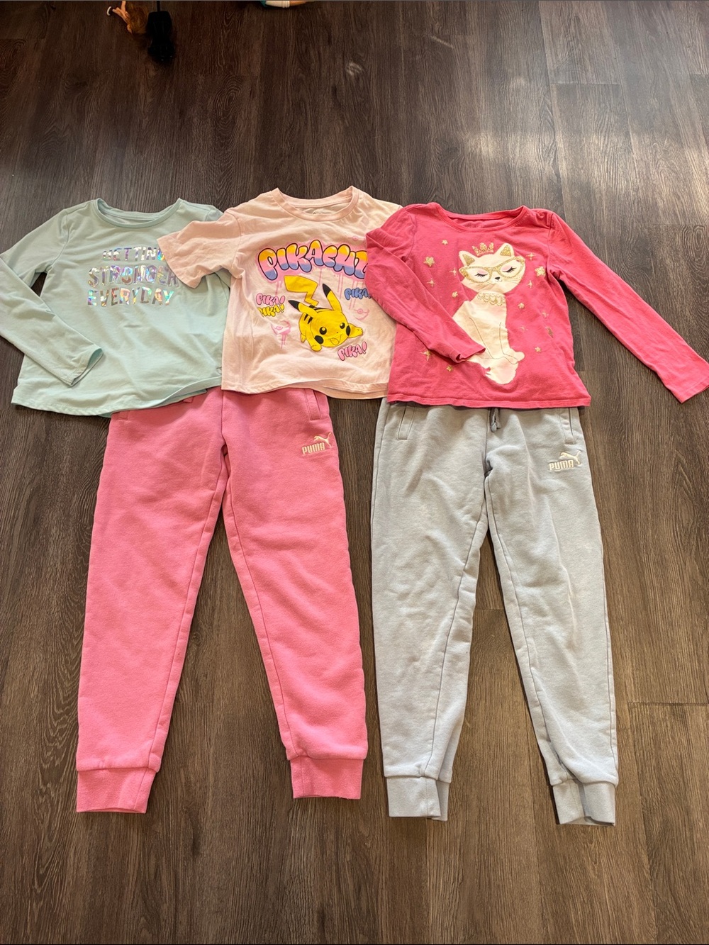 PUMA Kids (M) Joggers- Lot of 2 plus Pikachu and Cat Top